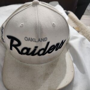 Mitchell & Ness Cream and Black Oakland Raiders Hat